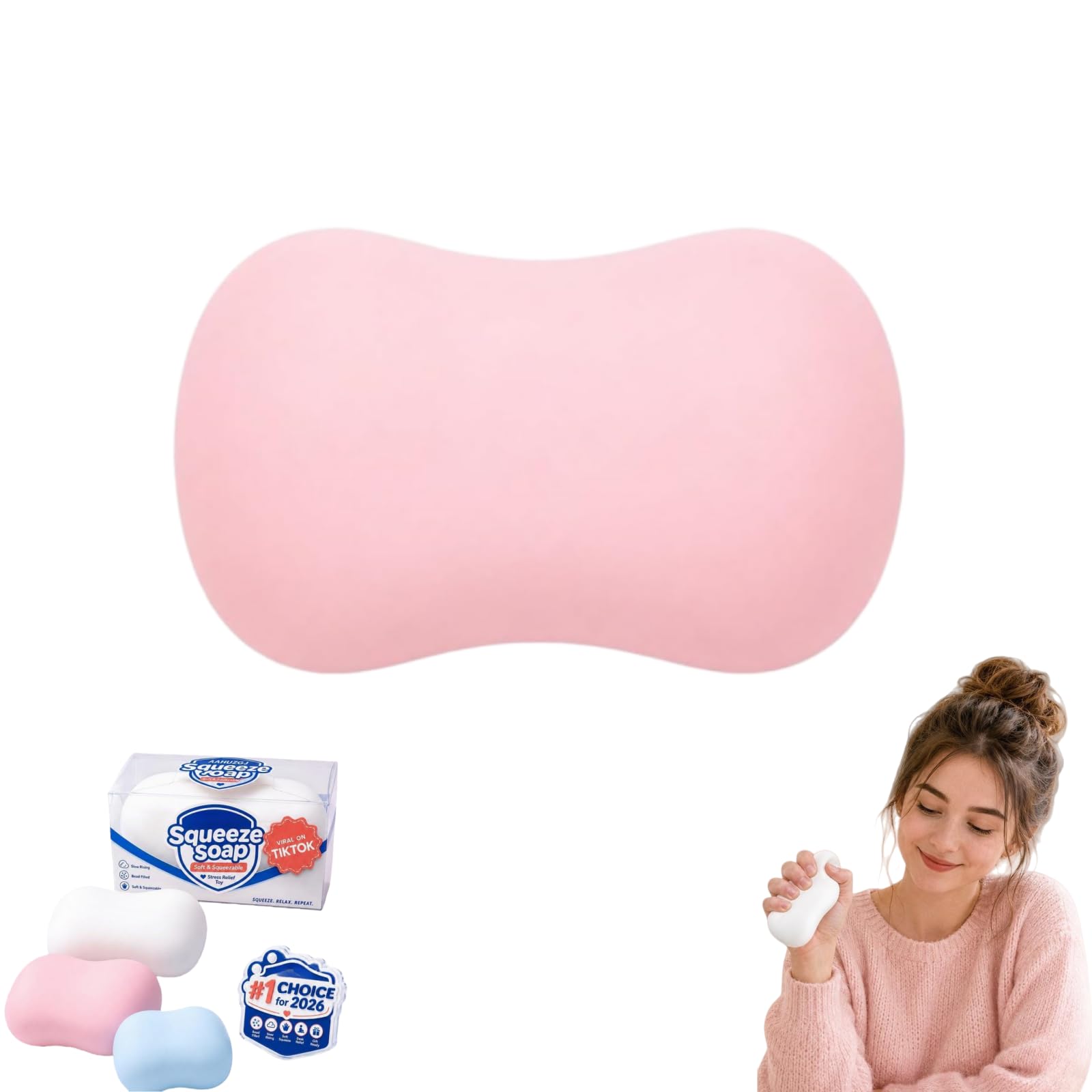 Babuman Crunchy Soap Squishy Asmr Stress Ball, Realistic Soap Shape Bead-Filled Crunchy Squishy, Slow Rising Crunchy Textured Sensory Ball for Anxiety Management Party Favors — image 1