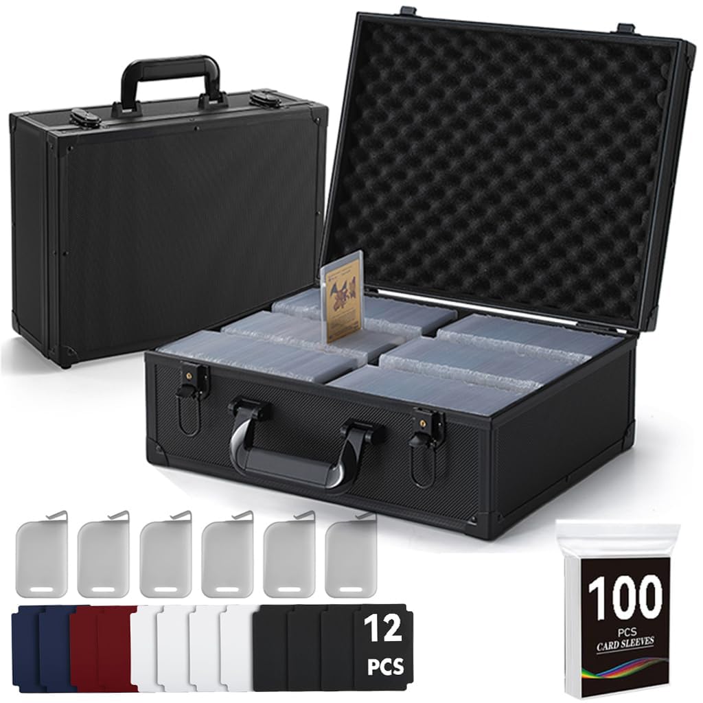 Pro-Grade Trading/Sports Card case with Sheet Protectors, Holds 1200+ 35PT 3"x4" Toploaders,Top Loading Clear Cover, Portable for Comic Con & TCG Events