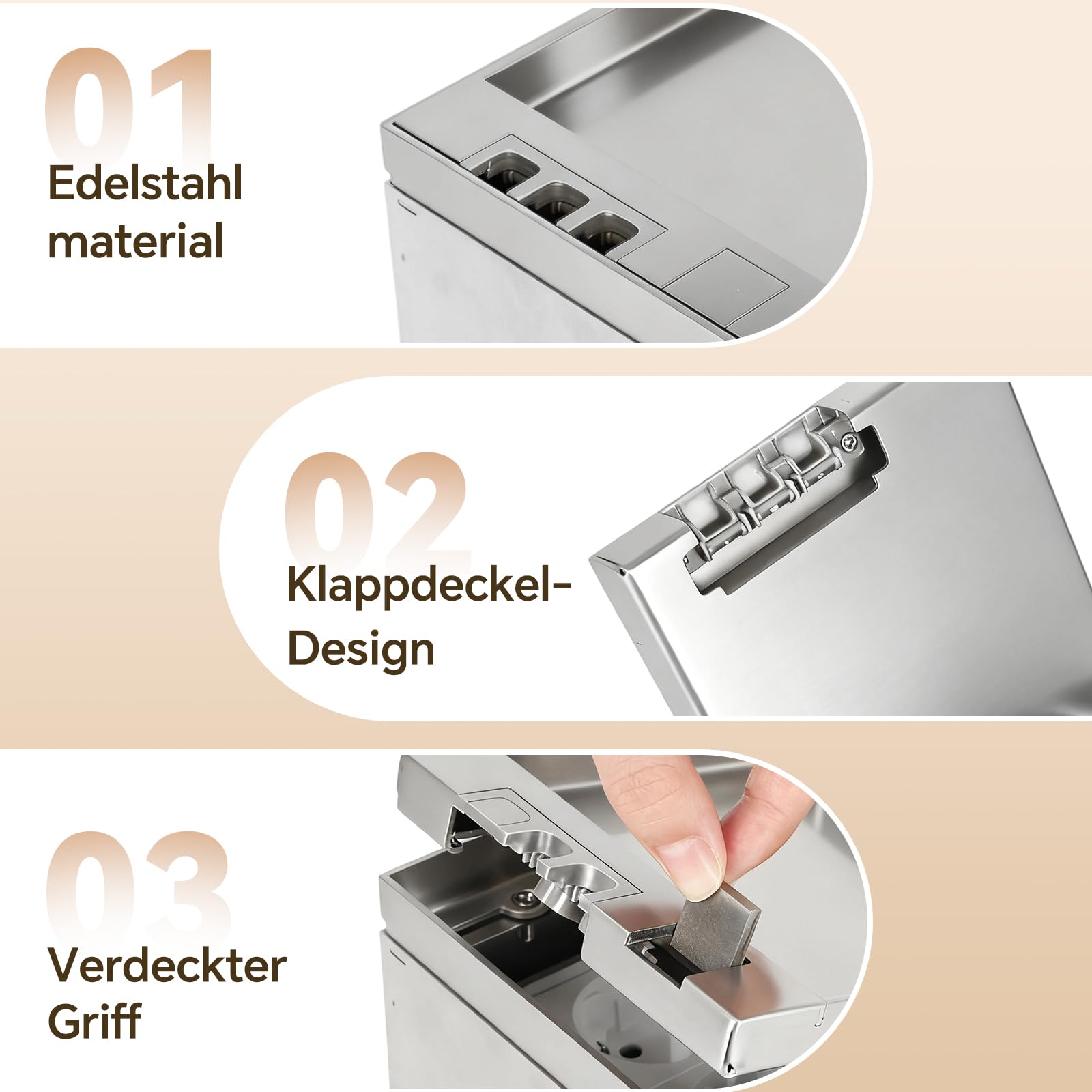 Bodentank Bodensteckdose, Edelstahl-Einbausteckdose Wasserdichte Bodeneinbaudose mit 2AC+1USB A+C+1RJ45, Versenkte Steckdose für Boden (Edelstahl)