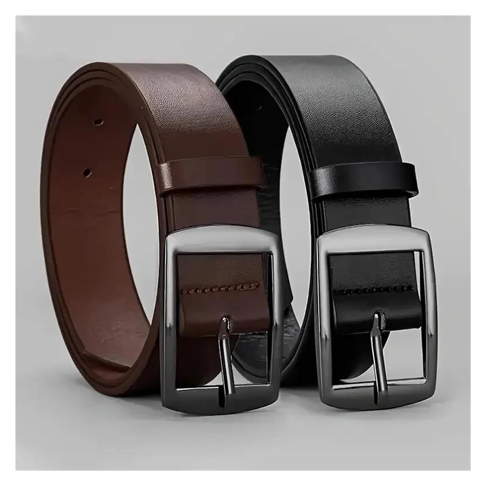 Cinturón informal de piel sintética for hombre con hebilla cuadrada de aleación de moda for uso diario y actividades de ocio.