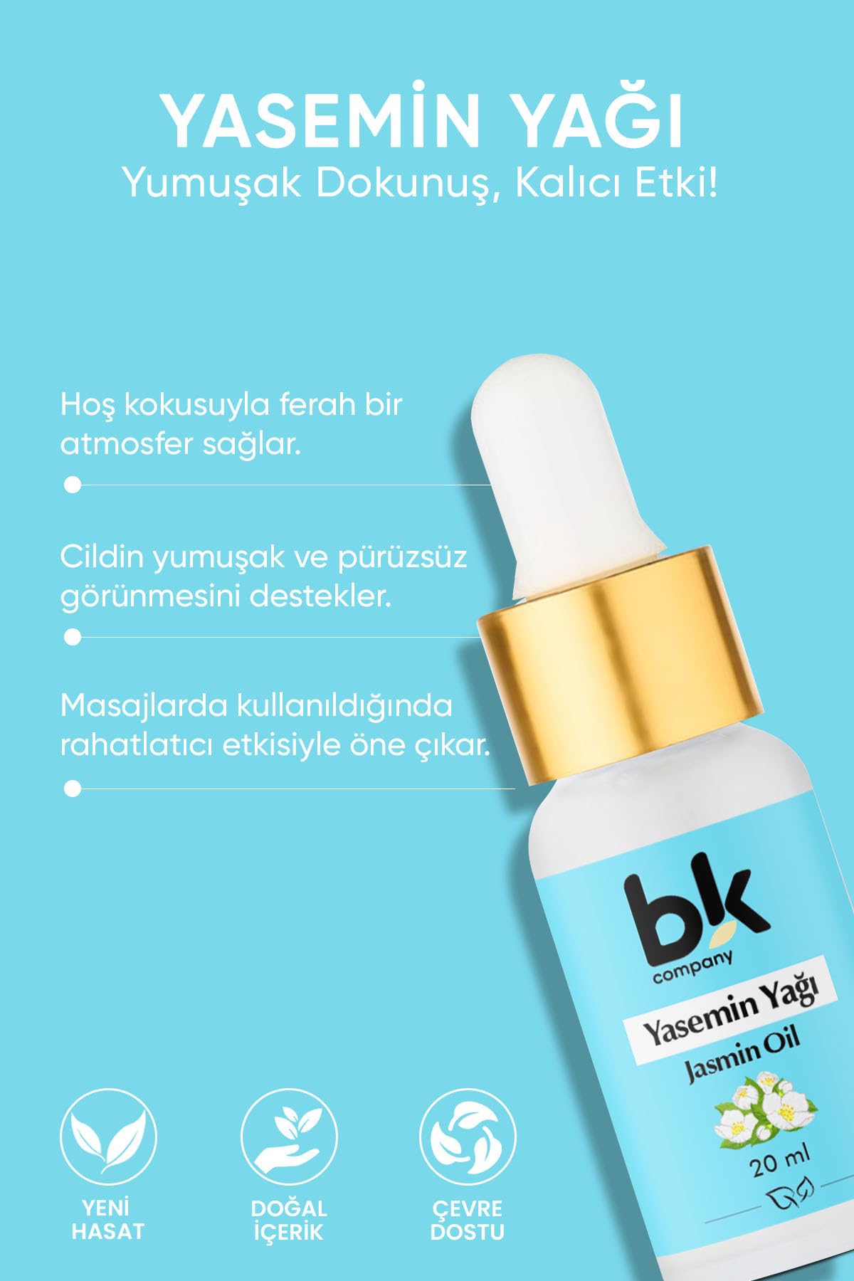 Yasemin Yağı%100 Saf - Duygusal Denge, Cilt Bakımı Ve Aromaterepi Serum 20 ml