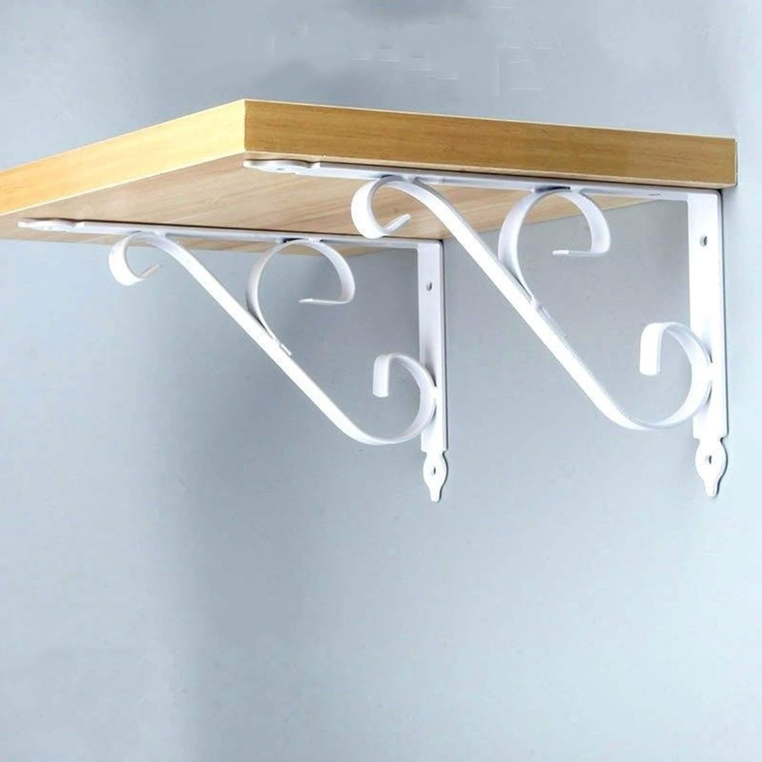 Metal Wall-Mounted Shelf Supporter,4 Pieces of Heavy-Duty Shelf Bracket,Floating Shelf Triangle Brackets for Shelves,Corner Support Frame for Home Garden Decoration,Blacke,White,4 white,150*115mm