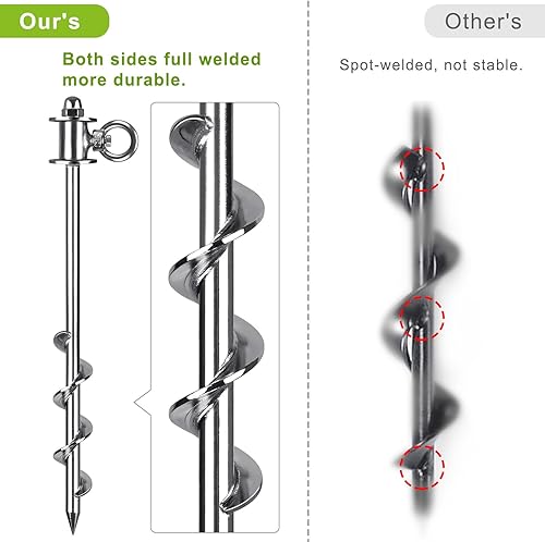 Miniatura 3 de Anclajes de suelo resistentes de 12 pulgadas de largo, estacas de tienda de campaña de hélice ancha para trampolín, camping, columpio, cobertizo