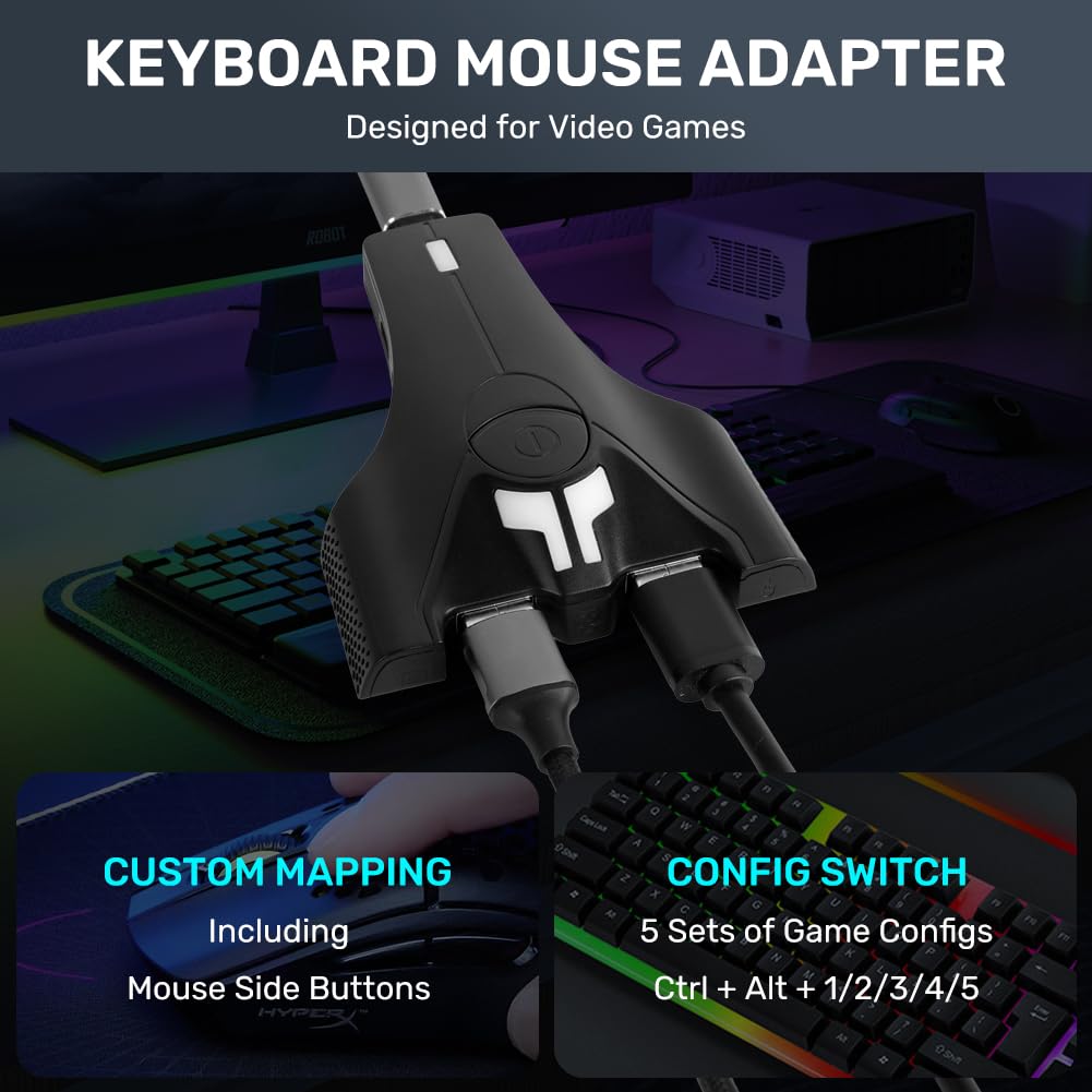 AXFEE Adattatore Tastiera e Mouse, per Nintendo Switch, USB Convertitore per Console di Videogiochi, per PS4, PS4 Pro/Slim, PS3 / Slim, Xbox One X/S, Xbox 360, Switch Console Convertitore