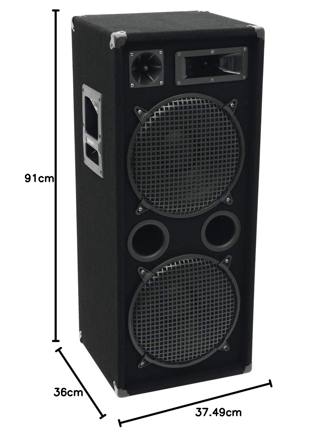 OMNITRONIC DX-2222 3-Wege Box 1000 W | Robuste Full-Range-Box mit 2x12" Tieftöner und 1000 Watt Leistung | 1 Stück