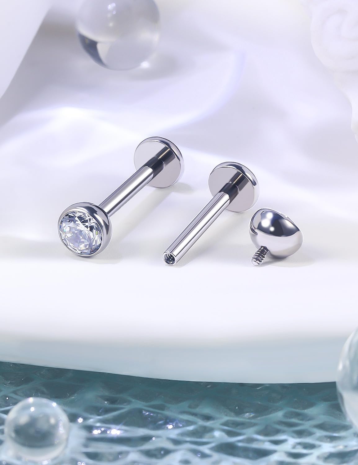 F136 Titanium 20/18/16G Internally Threaded Flat Back Stud Earrings Nose Rings Lip Medusa Monroe Labret 6/8/10mm Short/Long Bar Piercing Jewelry with Taper for Women Men - Image 5