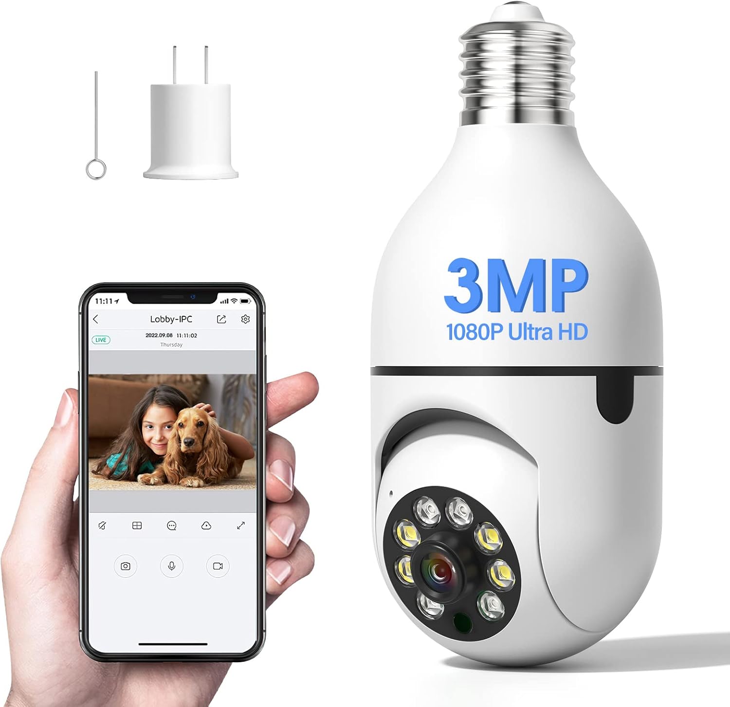 Light Bulb Security Camera 3MP—Only Connect 2.4GHz WiFi