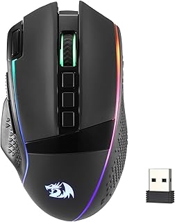 Redragon M991 PRO Wireless Gaming Mouse 26000 DPI 3 Modes Connection Rapid Fire Key, 9 Macro Buttons, 1000mAH Battery, 240 Hours RGB OFF and 17 Hours RGB ON, 20 Million Clicks