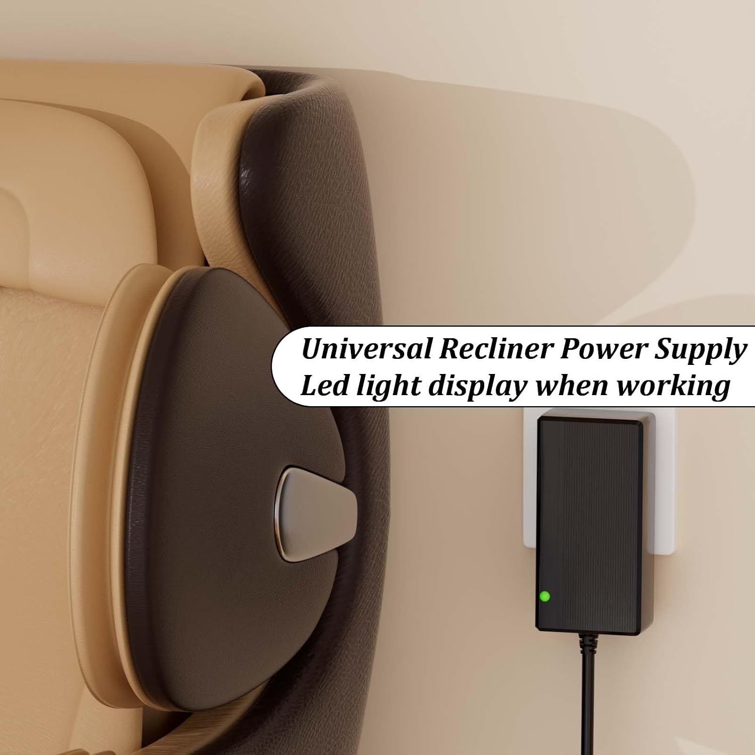 Universal 29V 2A Power Recliner Power Supply,2-Pin AC/DC Switching Recliner Power Supply Compatible with Lift Chairs, Recliner Sofas, and Couches
