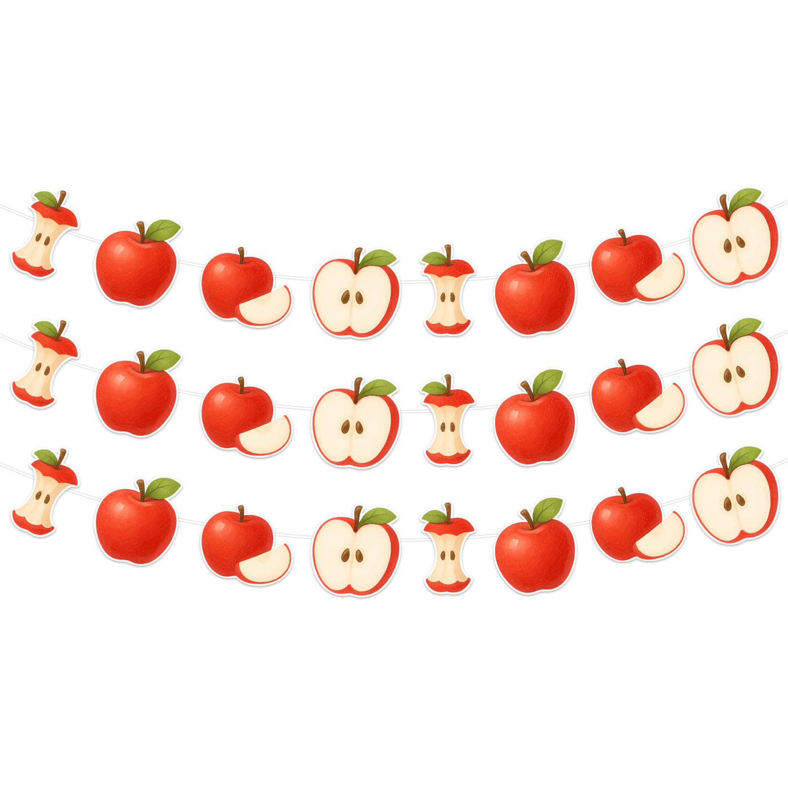 Guirlande pomme rouge lot de 3 pour décoration de rentrée scolaire et anniversaire