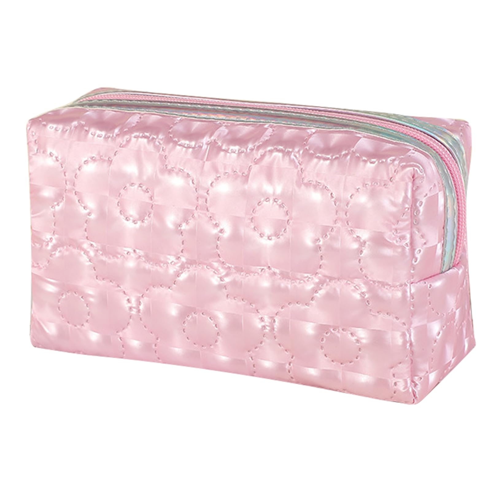 Larfraecy Neceser Flor de Pluma,Bolsa de Cosméticos Multifuncional,Organizador de cosméticos portátil,Neceser de Viaje,Organizador de artículos de Aseo de Gran Capacidad para Mujer (Rosa)