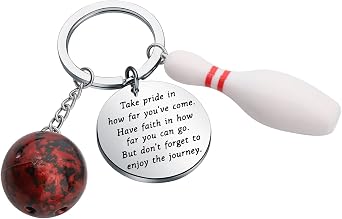 FUSTMW Bowling Ball Keychain Bowling Team Gifts Bowling Coach Keychain Bowling Player Inspiration Gifts