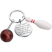 FUSTMW Bowling Ball Keychain Bowling Team Gifts Bowling Coach Keychain Bowling Player Inspiration Gifts