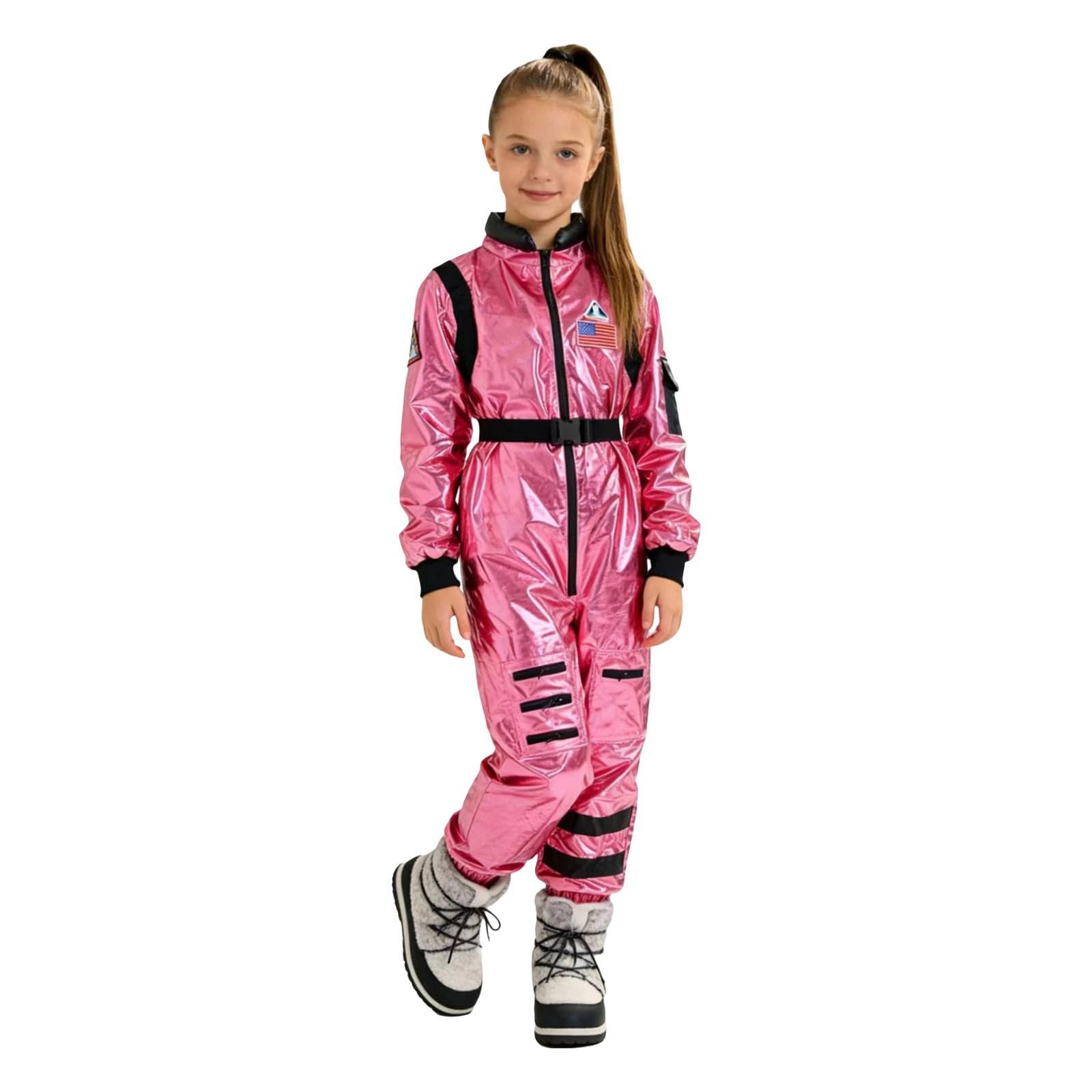 Generico Costume Halloween Bambina Tuta Astronauta Rosa per Festa a Tema Spaziale Travestimento Femminile Originale