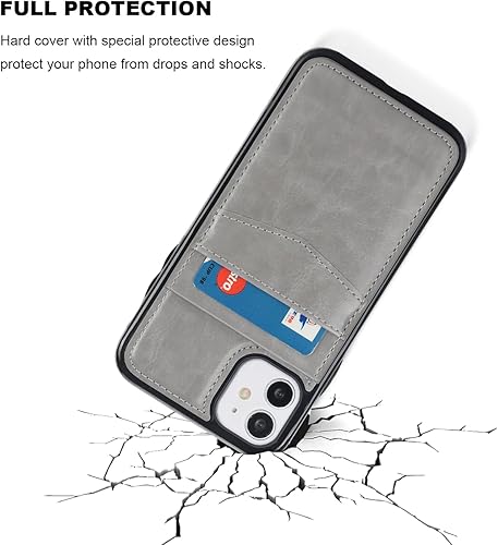 Miniatura 6 de KIHUWEY Funda compatible con iPhone 11 con soporte para tarjeta de crédito, cierre magnético de cuero de alta calidad, resistente funda protectora