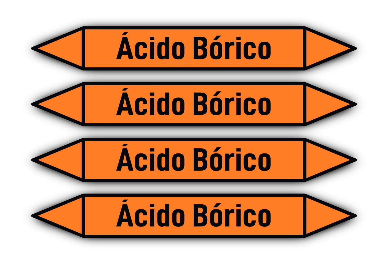 Havati Ácidos: Ácido Bórico Ácido Bórico Sticker 300 X 45 Mm Pack Of 4 – Grupo 6 – Ácidos – Pipeline Marking – According To Din 2403 – Language: Spanish
