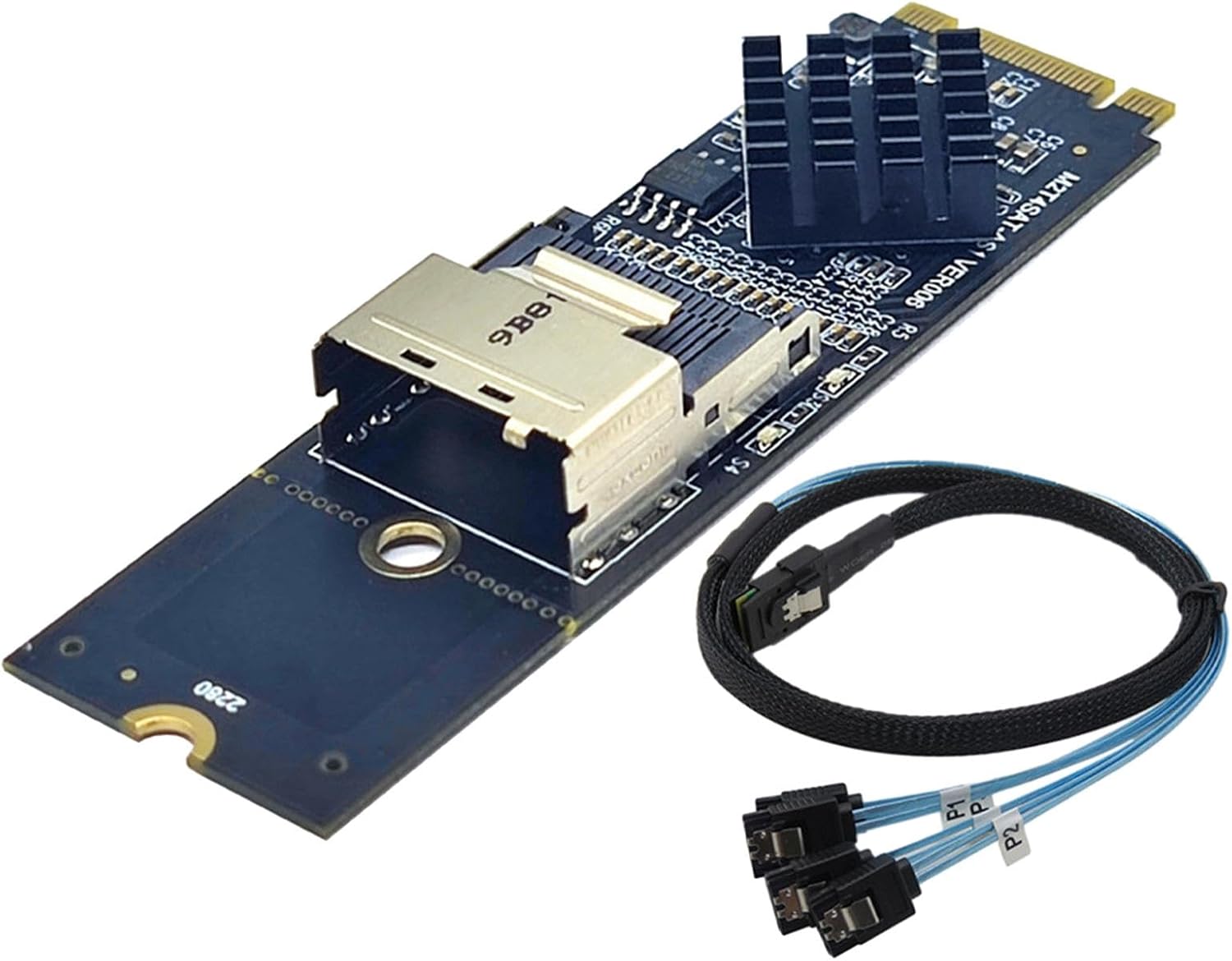 High-.2 NVMe to Mini 36 Pin SFF-8087 SATA Adapter Card, with Cable, 8cmx2.23cm