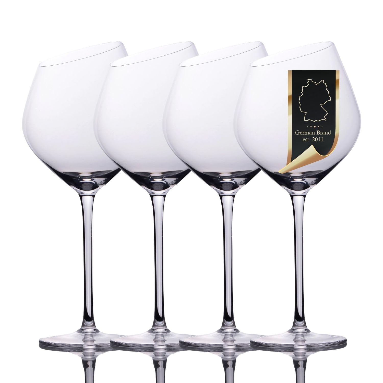 INTIRILIFE 4x bicchiere da vino con bordo moderno - Capacità 470 ml - Calice da vino rosso Lavabile in lavastoviglie Vetro di cristallo antiurto