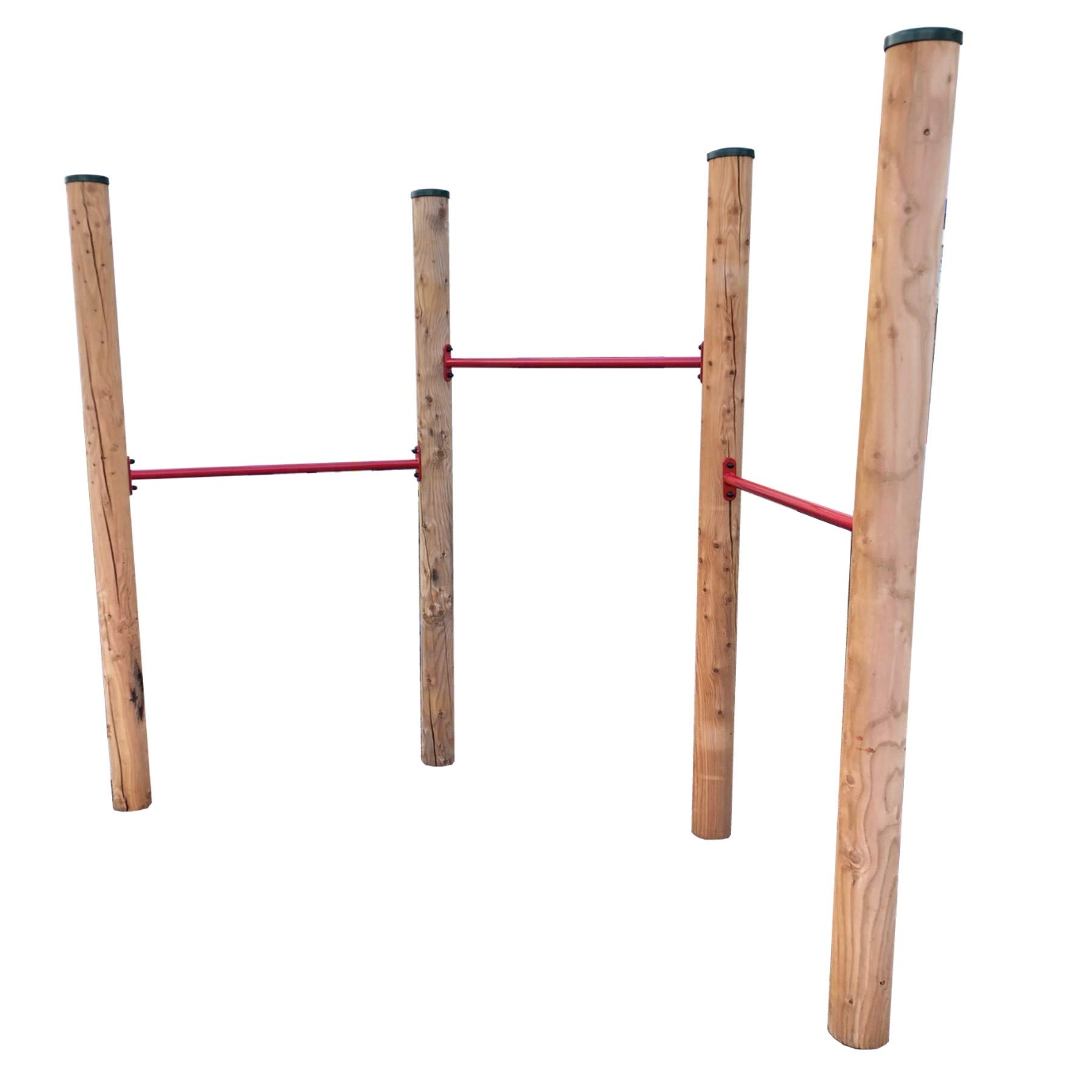 Spielplatz Reck Set Gym III aus Lärchenholz – 3-Fach Turnreck mit höhenverstellbaren Reckstangen – Outdoor Kinder Turngerät Garten, Schule & Kindergarten – DIN EN 1176 Zertifiziert