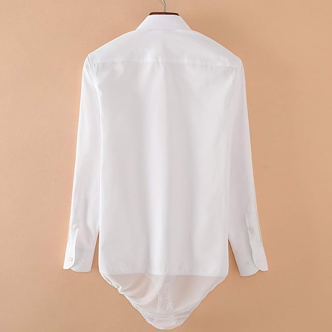 Amazon Sufoen メンズ ボディ シャツ 長袖 ツナギ ワイシャツ ビジネスシャツ オフィス 通勤 絶対にシャツがでない ストレッチ シャツ 通販