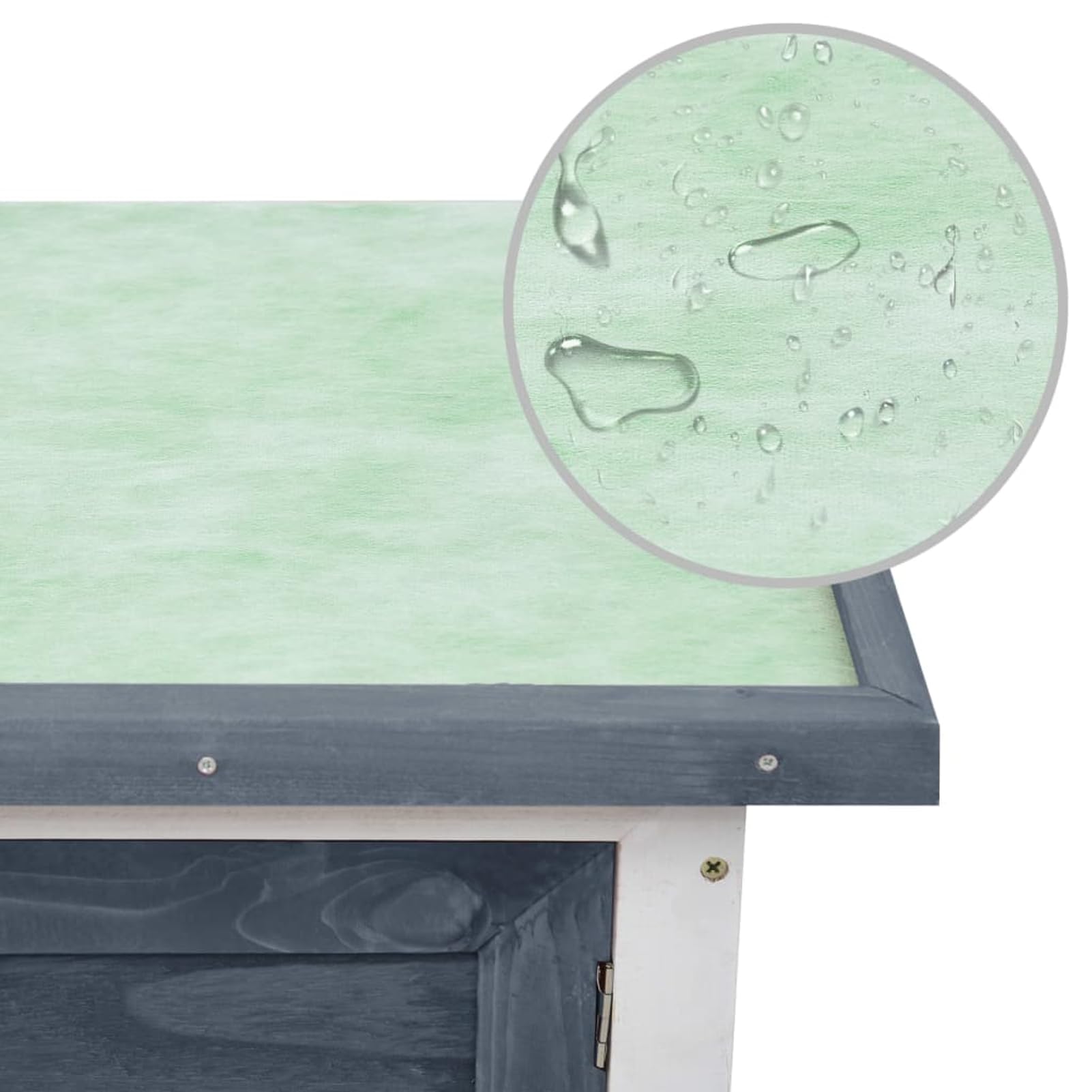 Conejera de madera con rejilla de alambre, 90 x 45 x 65 cm, gris/blanco, adecuado para interior y exterior