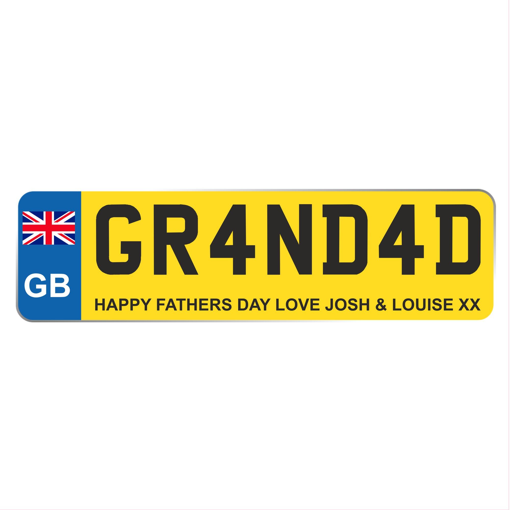 Custom License Plate Plaque - Personalised Number Plate in Wood or Acrylic - Ideal for Kids' Cars, Lorry Drivers, New Car, Just Passed (GB Design, Acrylic Large 29cm)