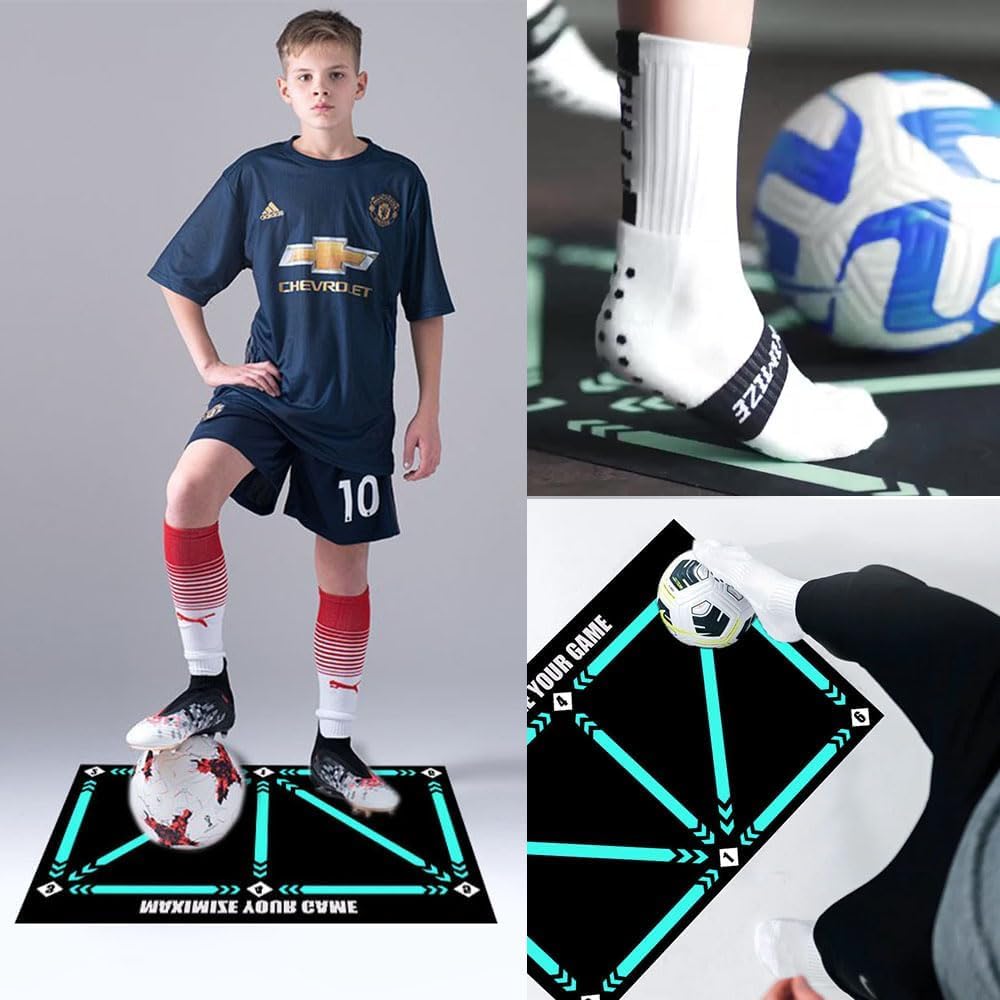 Tapis d'entraînement de football antidérapant bleu - Accessoires de dribble