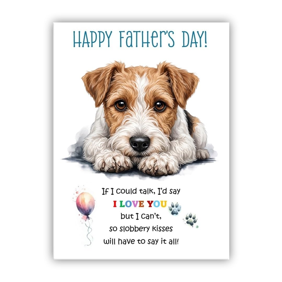 Father’s Day Card From the Dog. Multiple Breeds Available. Cute Fathers Day Pet Card (• Fox Terrier)