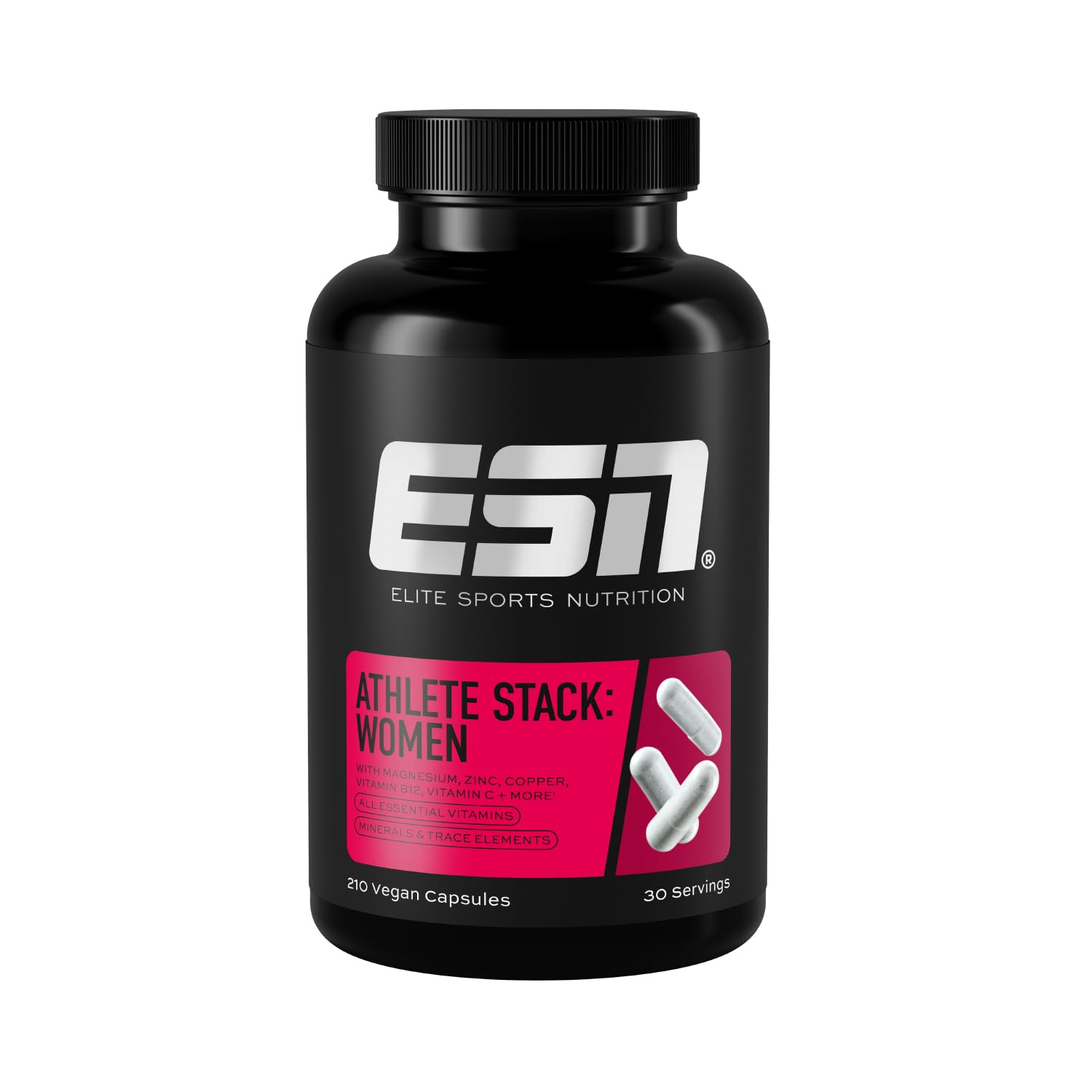 Athlete Stack Women, 210 Capsules, Trace Elements and Minerals Capsules with Zinc, Magnesium and More