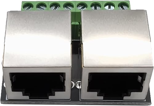 Vista 10 de 2 unids RJ45 8Pin Ethernet Dual Hembra Terminal Breakout Board,0.100 in Pitch Tornillo Conector Junta Blindada Adaptador Terminal de Red