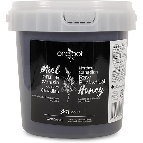 OneRoot Raw Buckwheat Honey – 6.6 lbs, Unheated & Unprocessed Dark – Nutrient-Rich, Antioxidant-Packed Natural Sweetener – Pure & Unfiltered Honey