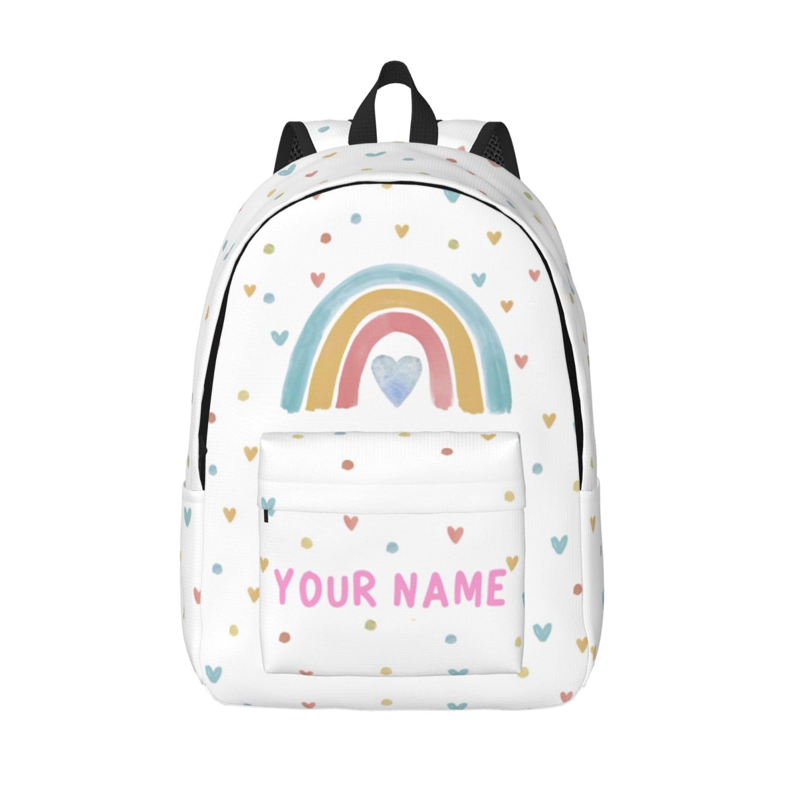 UJDUYSD Personalized Backpack for Girls Boys, Custom Backpacks with Name, Customized Rainbow School Bookbag for Kids, Personalized Casual Bookbags for