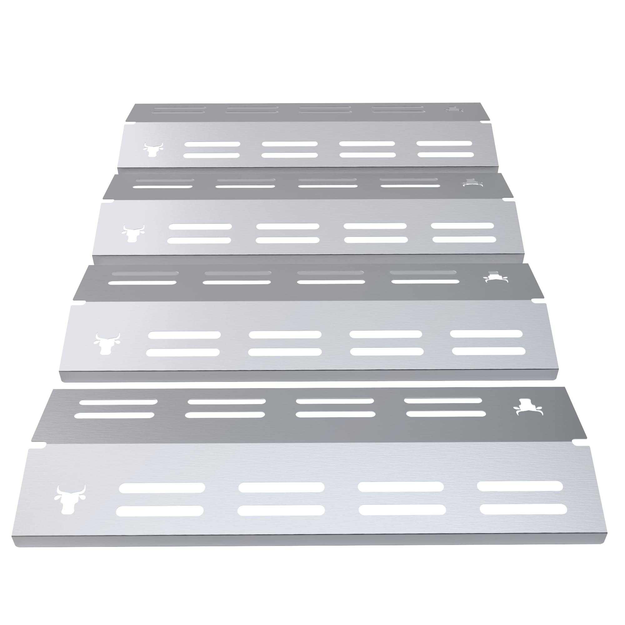 tuning-art GA45 Gasgrill Brennerabdeckung Edelstahl kompatibel mit Enders Boston Pro 4 Gasgrills | Brennerschutz | Passgenau, Farbe:4er Set Matt Bulle