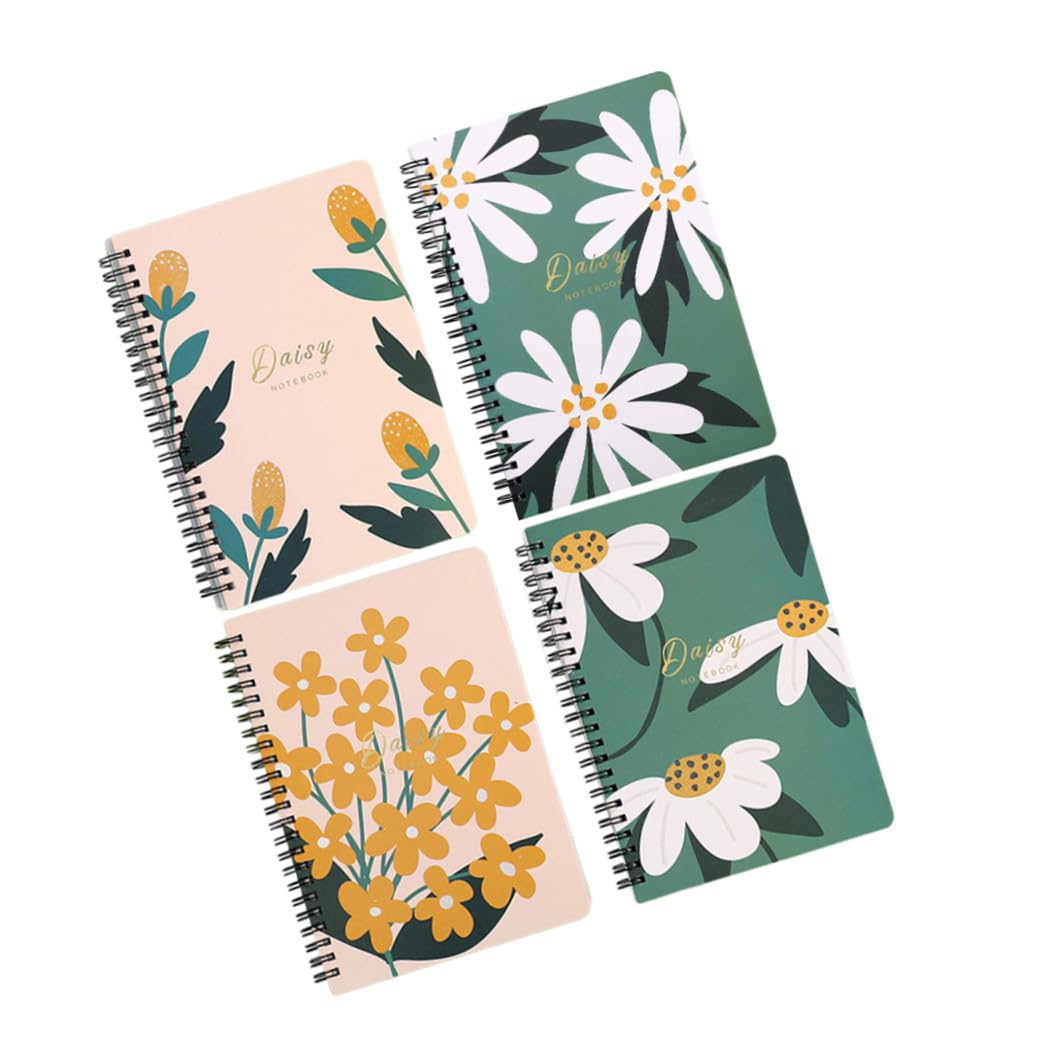 HOMSFOU 4 Pièces Cahiers à Spirale Fleurs Notes Pratiques pour Écriture pour Journaux Listes et Croquis