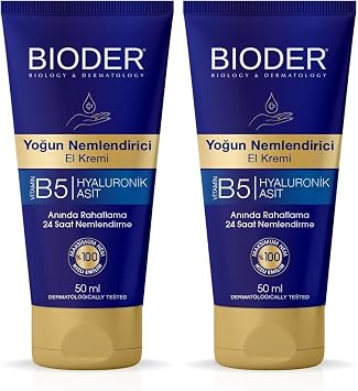 Bioder Yo un Nemlendirici El Bak m Kremi 50 ml   Hyal ronik Asit ve B5 Vitamini  erikli, H zl  Emilen Nemlendirici 2 paketi
