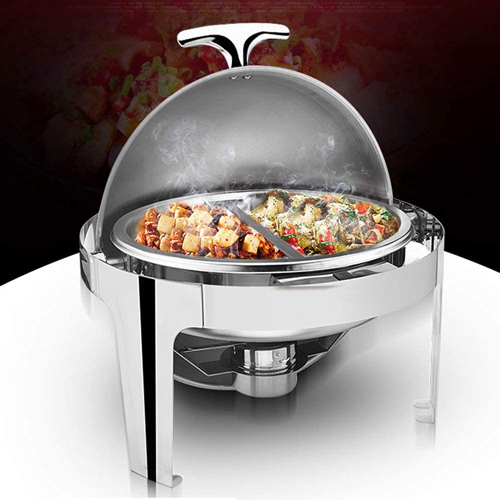 Scaldavivande per Feste, Buffet, Ristoranti di Hotel, Mantiene Il Cibo Caldo E Riscaldato, con Coperchio in Vetro Visibile E Maniglia Antiscottatura, Riscaldamento Ad al,B