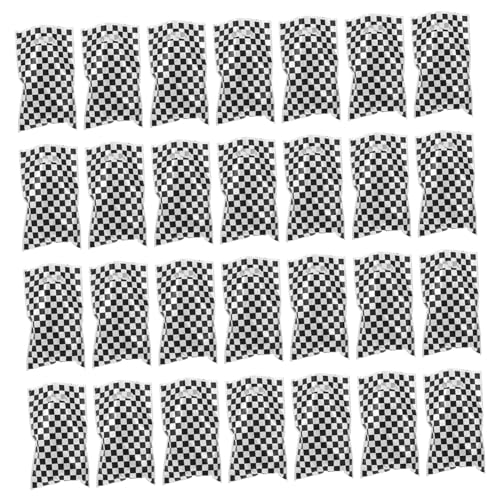 SHOWERORO 100個レースカー誕生日パーティー用 黒白チェック柄 お菓子配袋 レーシングテーマ装飾品 軽量持ち運び簡単 レース車装飾グッズ