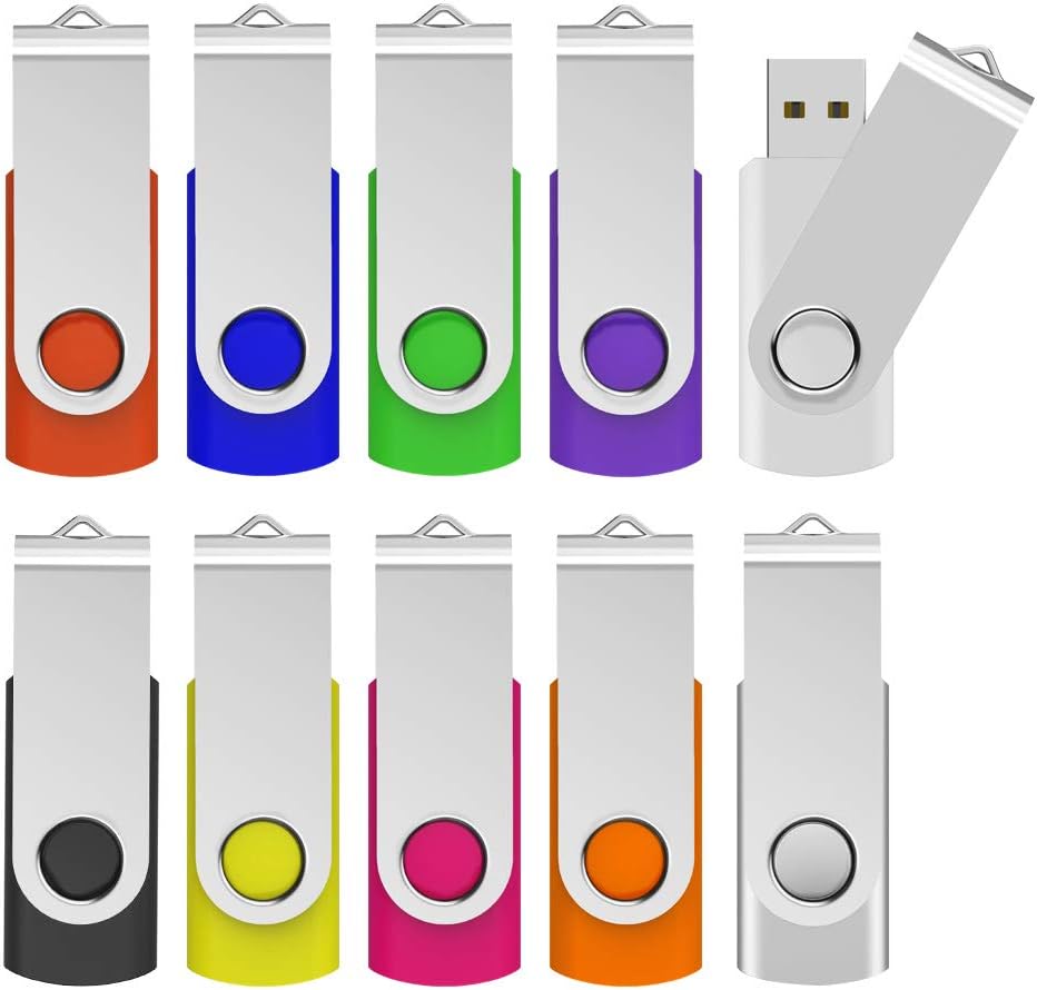 - USB 3.0 Flash Drive KOOTION 10 Pack 32GB Thumb Drive 3.0 USB Stick Keychain Memory Stick Swivel Jump Drives, Mixcolors