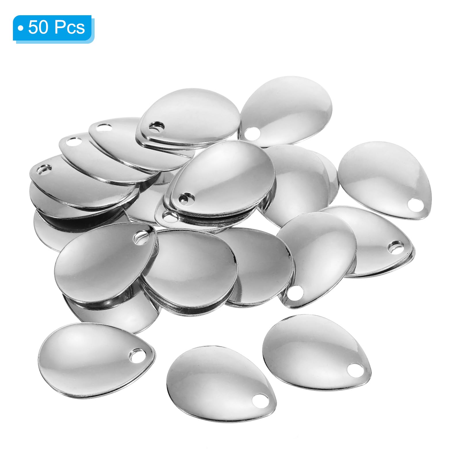 PATIKIL Fishing Lure Blades 0.9x0.6",50 Pack Willowleaf Lure Making for DIY Bait Silver, 0.9"x0.6" - Image 3