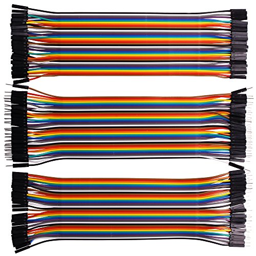 Cables Arduino Kuman 120pcs Cables de Puente para Arduino Raspberry Pi 40pin Macho a Hembra, 40pin Macho a Macho, 40pin Hembra a Hembra Kit...