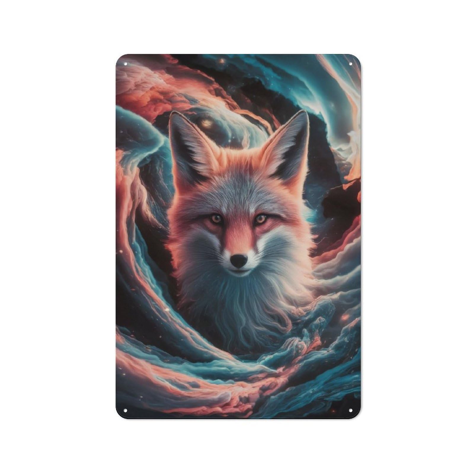 Junmoney Fox Clouds Vintage Tin Sign 30X20cm With For Garage Wall, Suited To People Furnishing A Garage