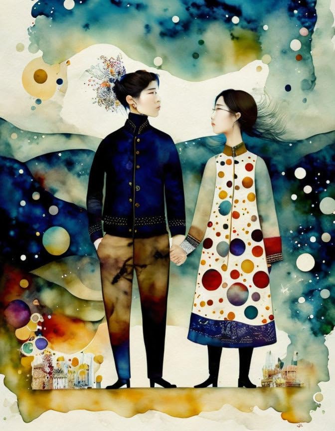 Affiches sur toile aquarelle meilleurs amis 58x90 cm décoration salon sans cadre