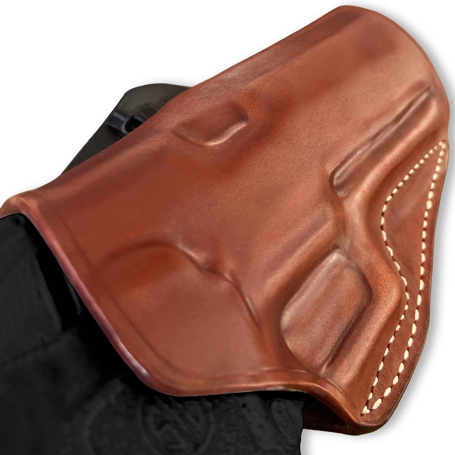 Premium Leather OWB Paddle Holster Open Top Fits CZ P-10 F 9mm Full Size 4.5'', Right Hand Draw, Brown Color #1493#