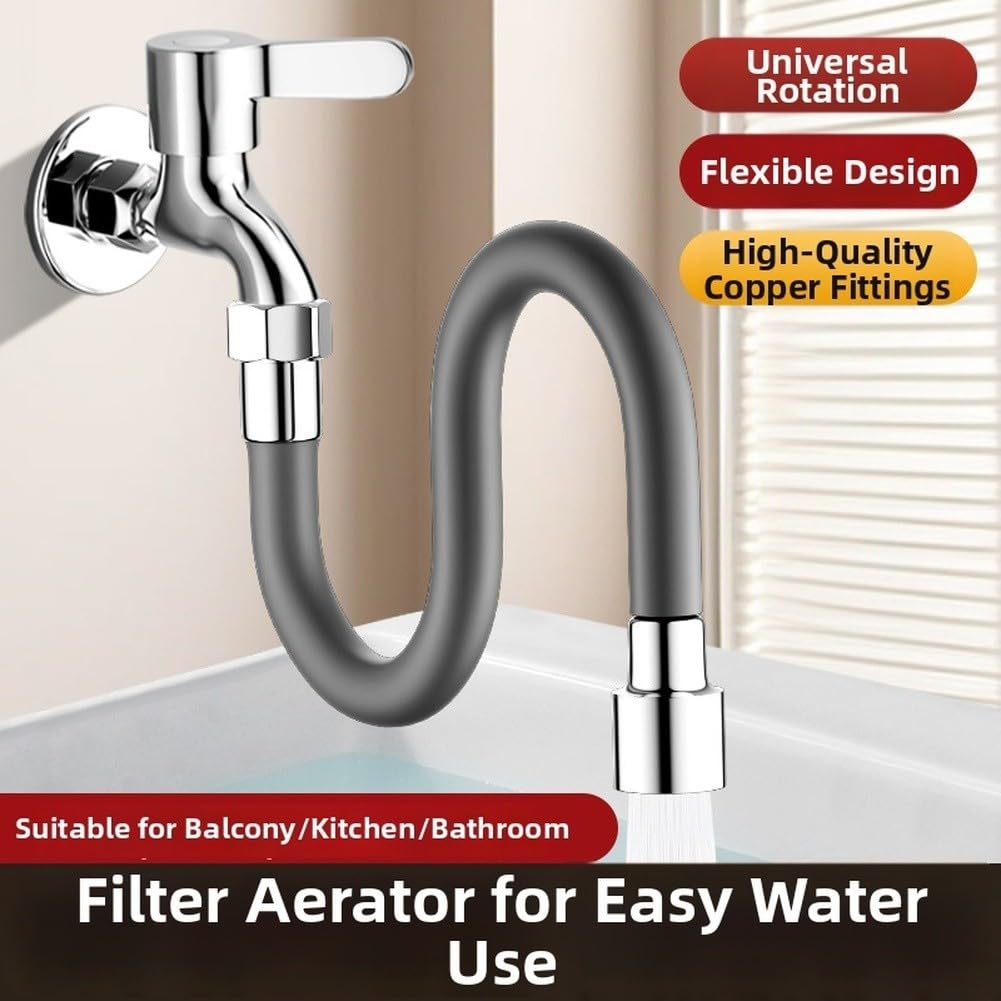 Manguera de extensión de grifo, opciones de longitud de 20-75 cm, tubo de silicona flexible, diseño giratorio de 360 grados, acero inoxidable resistente a altas temperaturas, aireador antisalpicaduras
