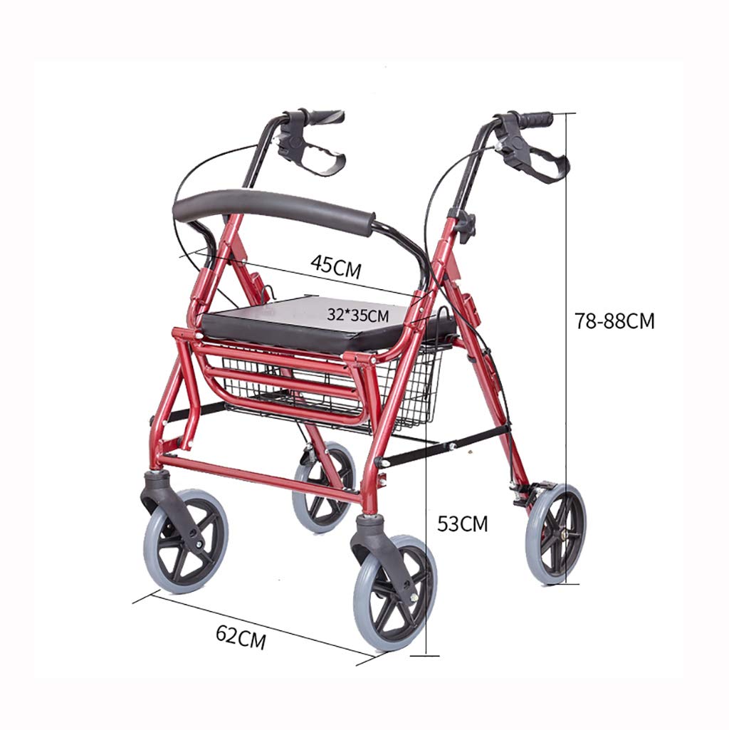 Andador plegable para caminar, andador, andador, carrito de la compra con asiento y freno de mano, para ancianos, estrella de luz