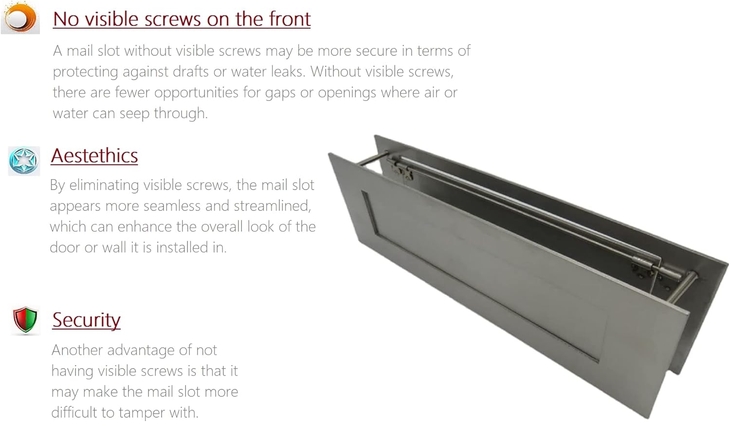 Stainless Steel Satin Color 13 x 4 inches for Almost Any Door (Slot Size 9,8 x 2 inches) | Set with Front and Rear Piece and Screws | Easy Installation and Long Lasting…