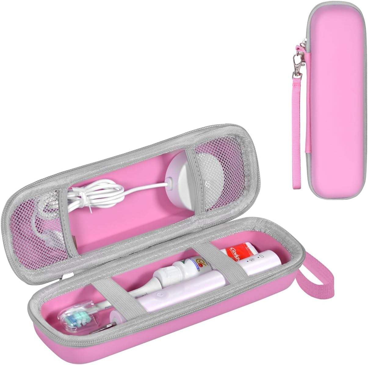 Careflection Toothbrush Travel Case for Oral-B Pro 1000 5000 7500 7000 6000 9600 / Philips for Sonicare for ProtectiveClean 4100 6100 5100 6500 7500 (CASE ONLY!) Portable Protective Container Pink