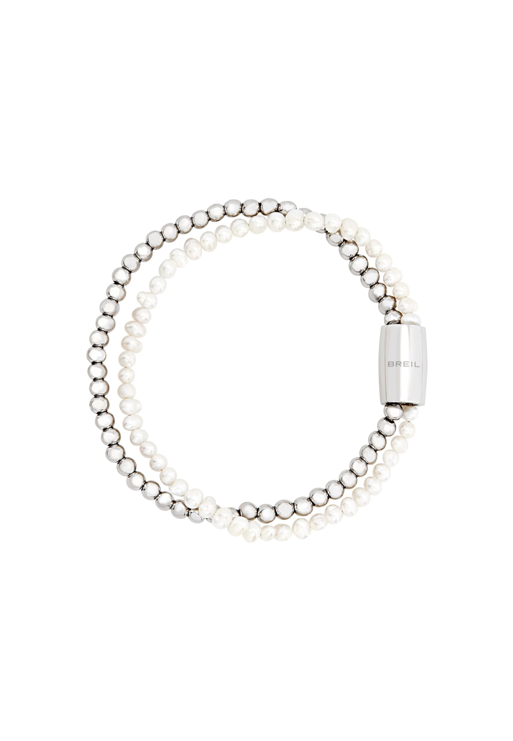 Breil Système de collecte magnétique Jewel, Bracelets pour femmes en acier argenté, White Taille 19 avec River Pearl - TJ3581