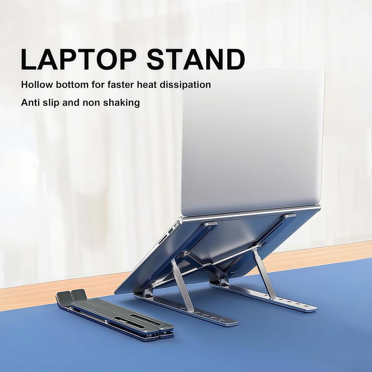 Foldable Laptop Stand with Aluminum Alloy Construction Portable Notebook Holder with Adjustable Height Ergonomic Computer Stand for Office — view 5