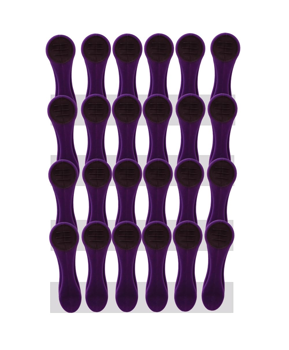 24 Clothes Pegs with Spiral Springs and Soft Grip Soft Grip Soft Touch Purple Anthracite